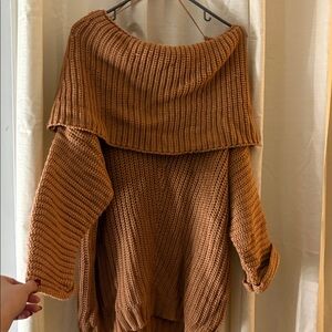 Cozy Brown Off-Shoulder Sweater